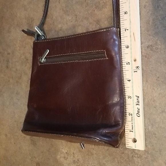 Vera Pelle dark brown crossbody purse approx 7x8 inches - Picture 11 of 15
